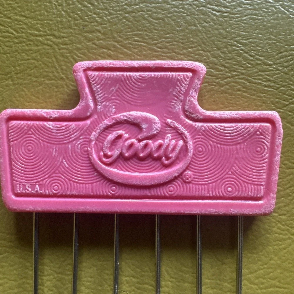 Vtg 70s 80s Goody Hair Lift Pick Tease Comb USA Made Purse Size Retro Pink 5128